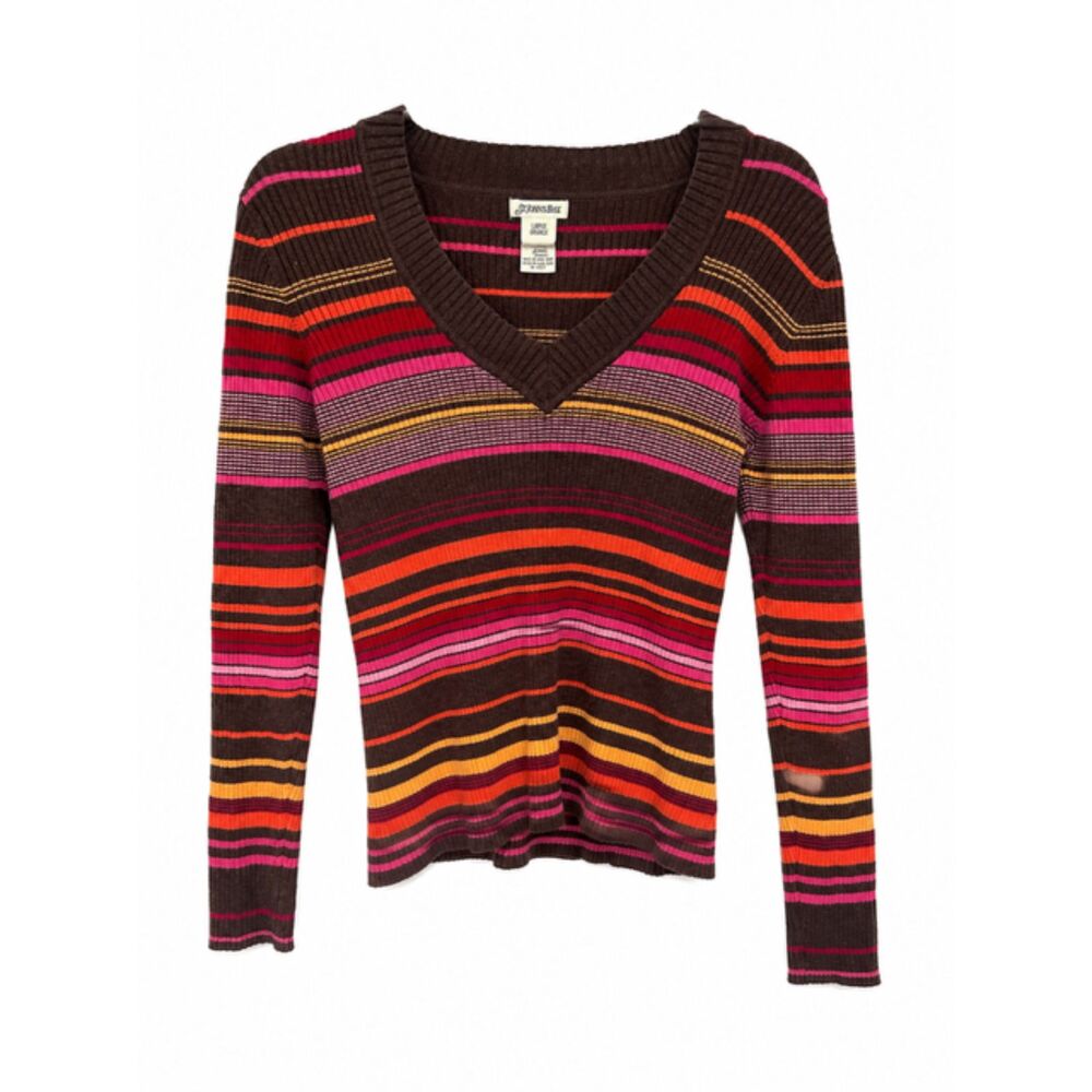 Y2K Vintage inspired Striped lightweight Sweater - Size Large - St. John's Bay